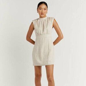 DISSH Rogan Natural Linen Mini Dress Size 2